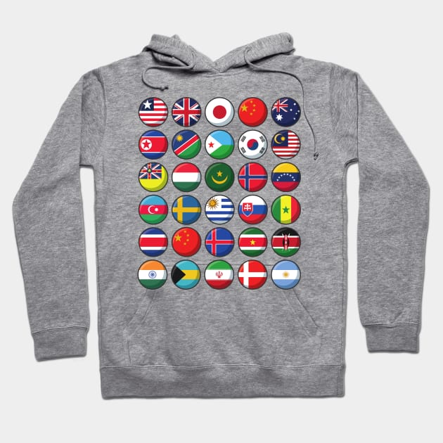 International Flags of the World 30 Countries Circles Hoodie by DetourShirts
